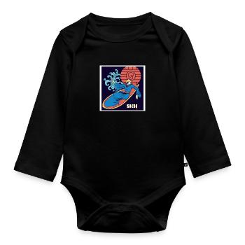 Girls on Surfboard Art Nouveau - Organic Longsleeve Baby Bodysuit - black - Front