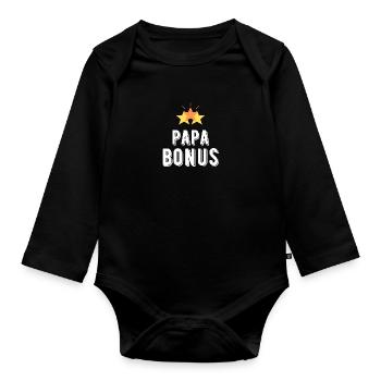 papa bonus - Body Bébé bio manches longues - noir - Devant