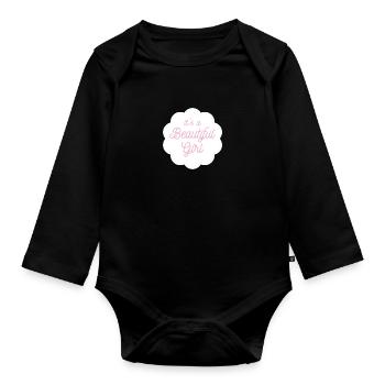 Its a beautiful girl - Organic Longsleeve Baby Bodysuit - black - Front