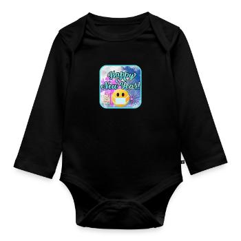 Happy New Year, colorful theme. - Organic Longsleeve Baby Bodysuit - black - Front