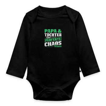 Papa & Tochter Das perfekte Chaos Team - Baby Bio-Langarm-Body - Schwarz - Vorne