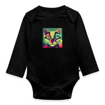 Crazy Cat - Baby Bio-Langarm-Body - Schwarz - Vorne