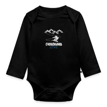 Snowboard Snowboarding Shirt - Board Love Vintage - Baby Bio-Langarm-Body - Schwarz - Vorne