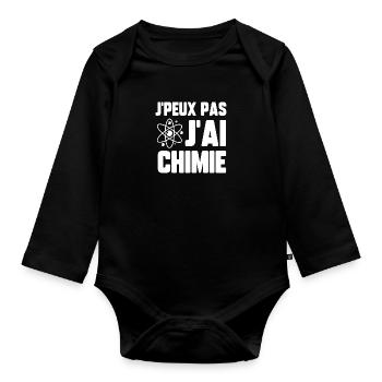 J’peux pas j’ai chimie - Body Bébé bio manches longues - noir - Devant