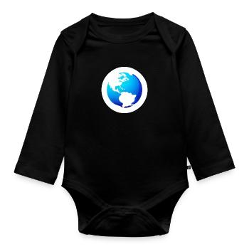 Cute Cartoon Depiction of Planet Earth 13 - Organic Longsleeve Baby Bodysuit - black - Front