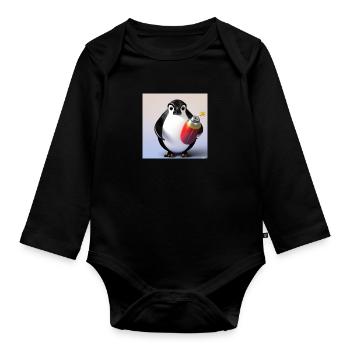 Pinguin-Bombe - Baby Bio-Langarm-Body - Schwarz - Vorne