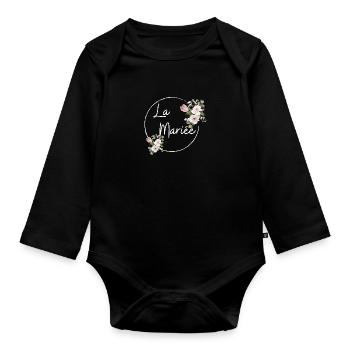 La mariée floral - Body Bébé bio manches longues - noir - Devant