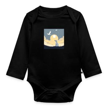 Hund im Himmel - Vierbeiner verlässt die Welt - Baby Bio-Langarm-Body - Schwarz - Vorne