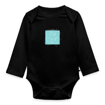 Face line blue - Organic Longsleeve Baby Bodysuit - black - Front