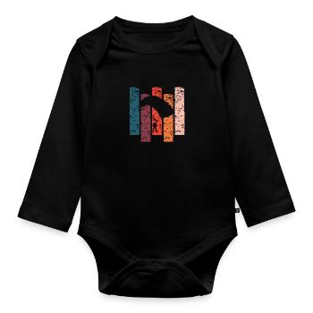 Vintage Geschenk Fallschirm - Baby Bio-Langarm-Body - Schwarz - Vorne