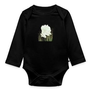 Betta Splendens Halfmoon Weiß - Baby Bio-Langarm-Body - Schwarz - Vorne
