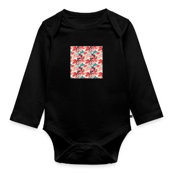 Asiatique Motif sans couture Peinture chinoise japonaise - Body Bébé bio manches longues - noir - Devant