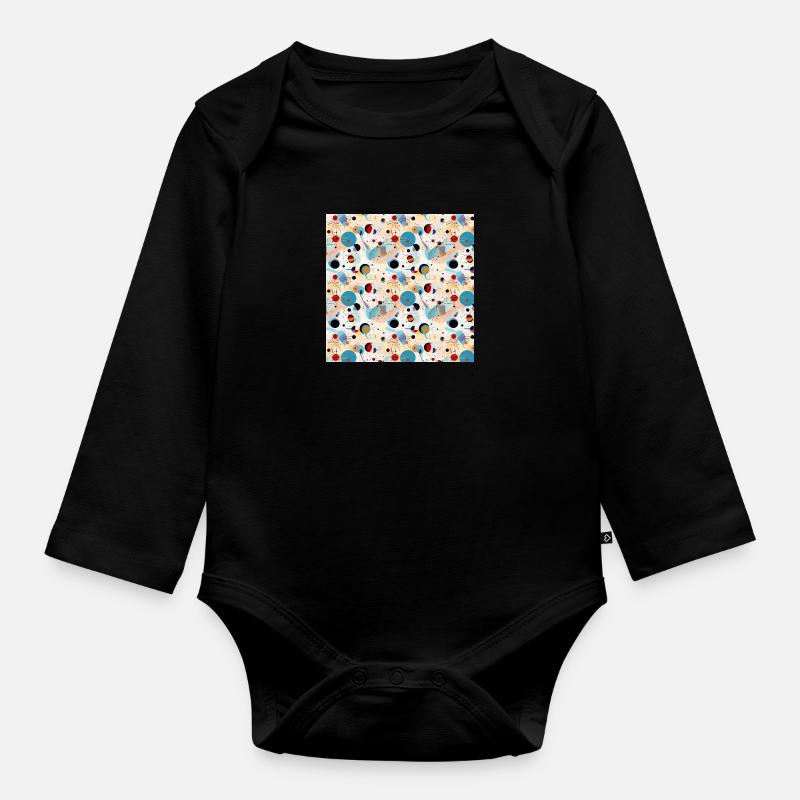 Abstract Seamless Pattern Shapes Lines Modern Art - Organic Longsleeve Baby Bodysuit - black