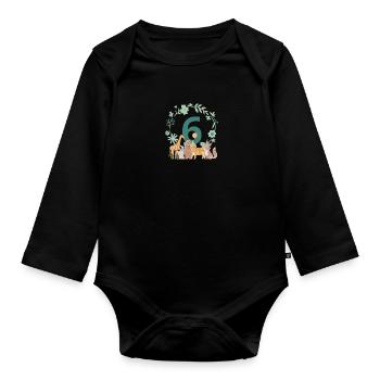 6th Anniversary - Sixth Anniversary Animals - Organic Longsleeve Baby Bodysuit - black - Front