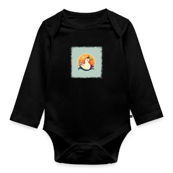 Noël bébé panda cadeau de Noël bday - Body Bébé bio manches longues - noir - Devant