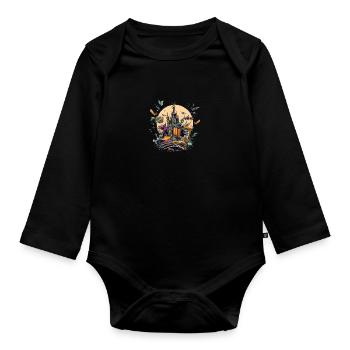 Haunted house - Organic Longsleeve Baby Bodysuit - black - Front