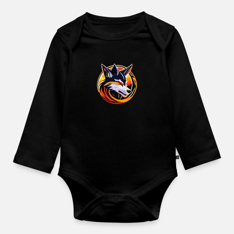 Wolf - Baby Bio-Langarm-Body - Schwarz