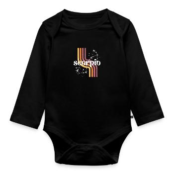 Scorpio retro horoscope - Organic Longsleeve Baby Bodysuit - black - Front
