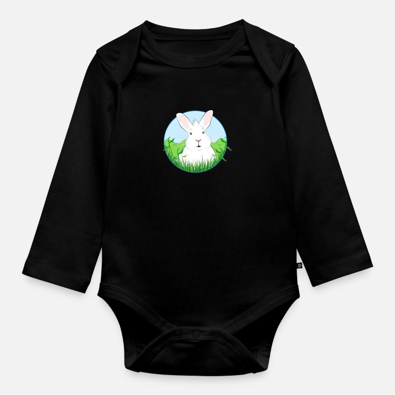 Lapin blanc - Body Bébé bio manches longues - noir