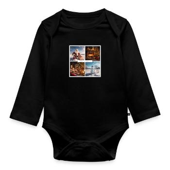 Winter, Weihnachten, Schnee, Geschenk T-shirt - Baby Bio-Langarm-Body - Schwarz - Vorne