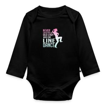 Never Underestimate a Lady Who Line Dance Western - Organic Longsleeve Baby Bodysuit - black - Front