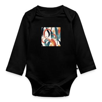 Modernes Pinselstrichdesign - Baby Bio-Langarm-Body - Schwarz - Vorne