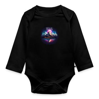Tyrol with mountains, the Loyalty of the Alps to the province of Tyrol - Organic Longsleeve Baby Bodysuit - black - Front