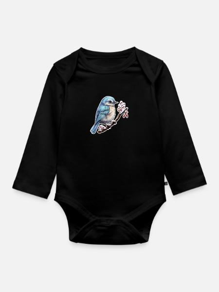 Süsser Vogel im Winter - Baby Bio-Langarm-Body - Schwarz