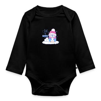 Qu’il neige - Body Bébé bio manches longues - noir - Devant