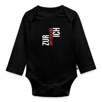 Zurich Switzerland Zürich Schweiz - Baby Bio-Langarm-Body - Schwarz - Vorne