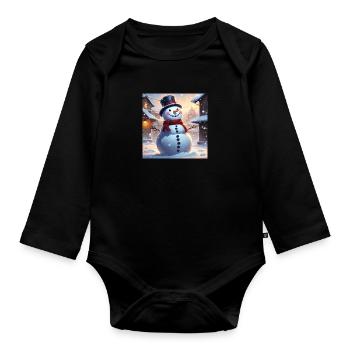 Schneemann - Baby Bio-Langarm-Body - Schwarz - Vorne