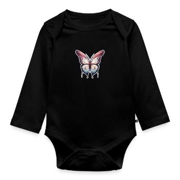 Butterfly / Animal / Insect / Flying / Summer - Organic Longsleeve Baby Bodysuit - black - Front