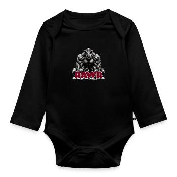 Haltère T-Rex RAWR - Body Bébé bio manches longues - noir - Devant