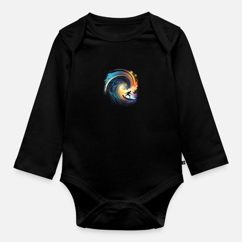 surf - Body Bébé bio manches longues - noir