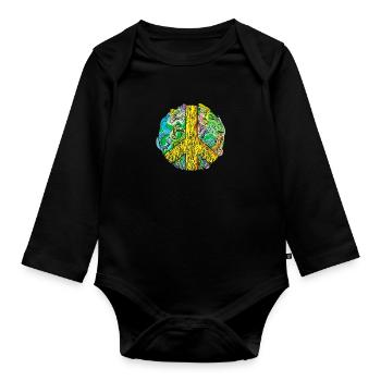 Peace - Friedenszeichen Aquarel Abstrakt - Baby Bio-Langarm-Body - Schwarz - Vorne