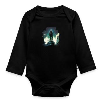 Spaceman - Organic Longsleeve Baby Bodysuit - black - Front