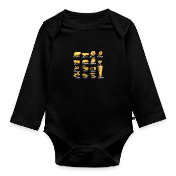 Types Of Pasta Names, Funny Pasta Breeds List 2024 - Organic Longsleeve Baby Bodysuit - black - Front