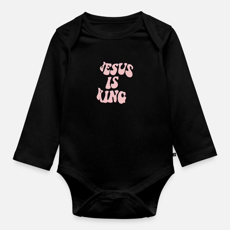 Jésus est Roi - Body Bébé bio manches longues - noir