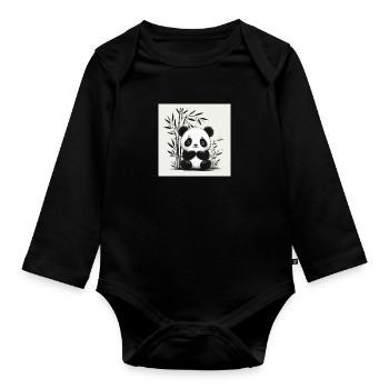 Süßer Panda - Baby Bio-Langarm-Body - Schwarz - Vorne