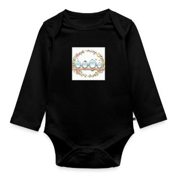 The Enchanting Bird Family - Organic Longsleeve Baby Bodysuit - black - Front