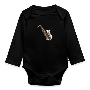 The saxophone is a popular instrument - Organic Longsleeve Baby Bodysuit - black - Front