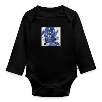Abstrakt Blau Weiß - Baby Bio-Langarm-Body - Schwarz - Vorne