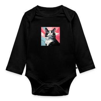 Tuxedo cat. Tuxedo Cat - Organic Longsleeve Baby Bodysuit - black - Front