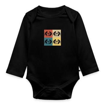 Jeux d'échec vintage rétro - Body Bébé bio manches longues - noir - Devant