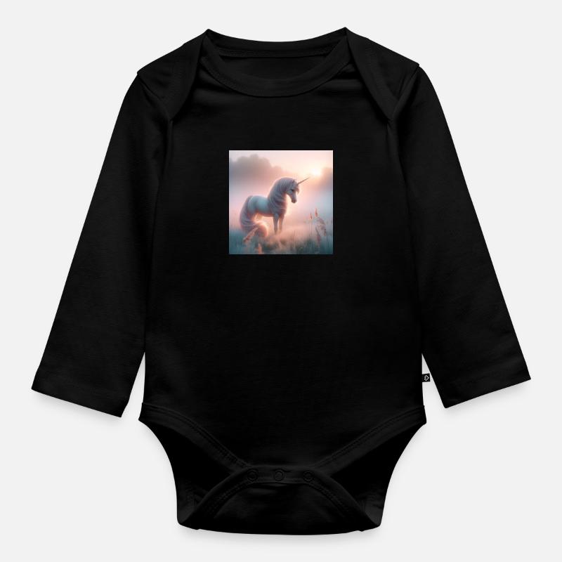 Einhorn - Baby Bio-Langarm-Body - Schwarz