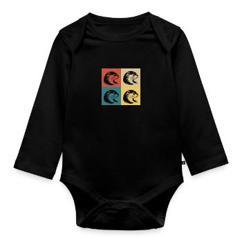 Retro Vintage Otter - Organic Longsleeve Baby Bodysuit - black - Front