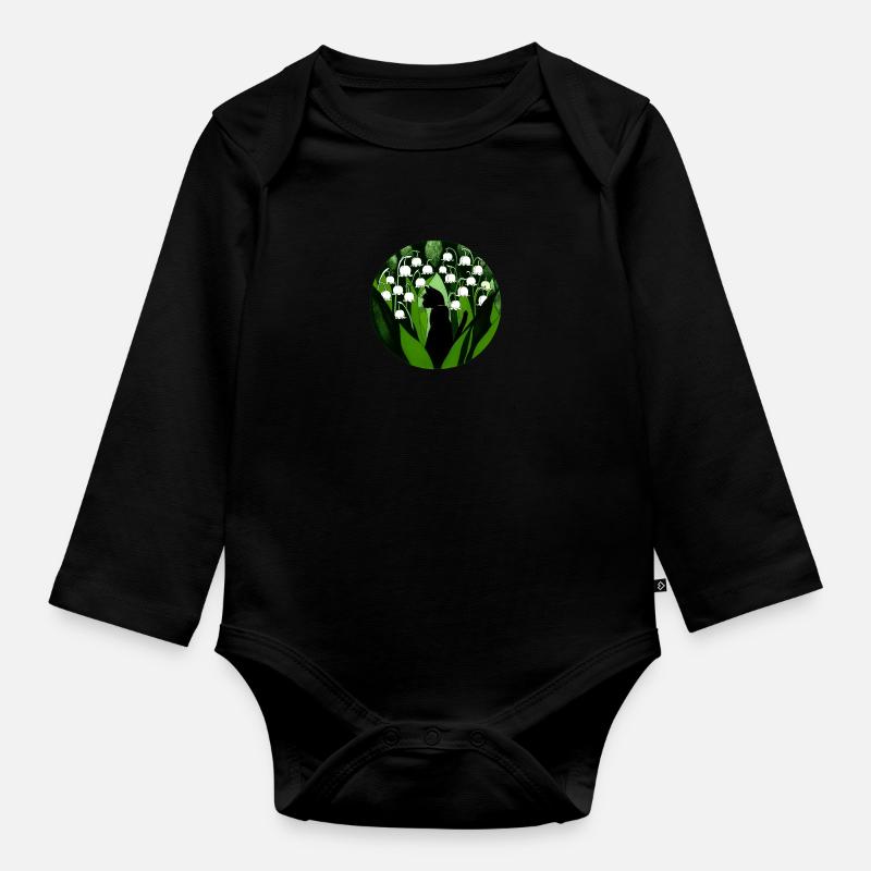 Schwarze Katze Maiglöckchen - Baby Bio-Langarm-Body - Schwarz