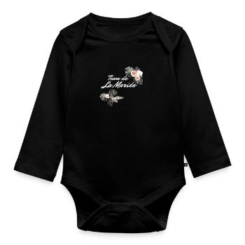 Team de La mariée floral tropical-idée cadeau Evjf - Body Bébé bio manches longues - noir - Devant