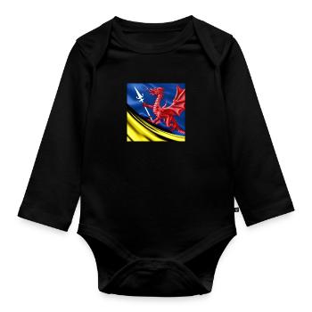 dragon flag spear - Organic Longsleeve Baby Bodysuit - black - Front