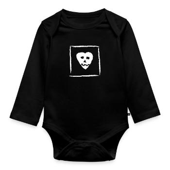 SkullHeart Logo Square Heart White - Baby Bio-Langarm-Body - Schwarz - Vorne